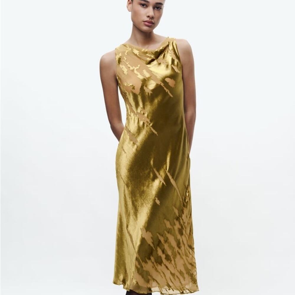 ZARA VELVET MIDI DRESS ZW COLLECTION